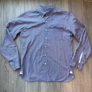 J.Crew Men's 2-Ply Cotton Button Down Shirt M Blue Red Stripe